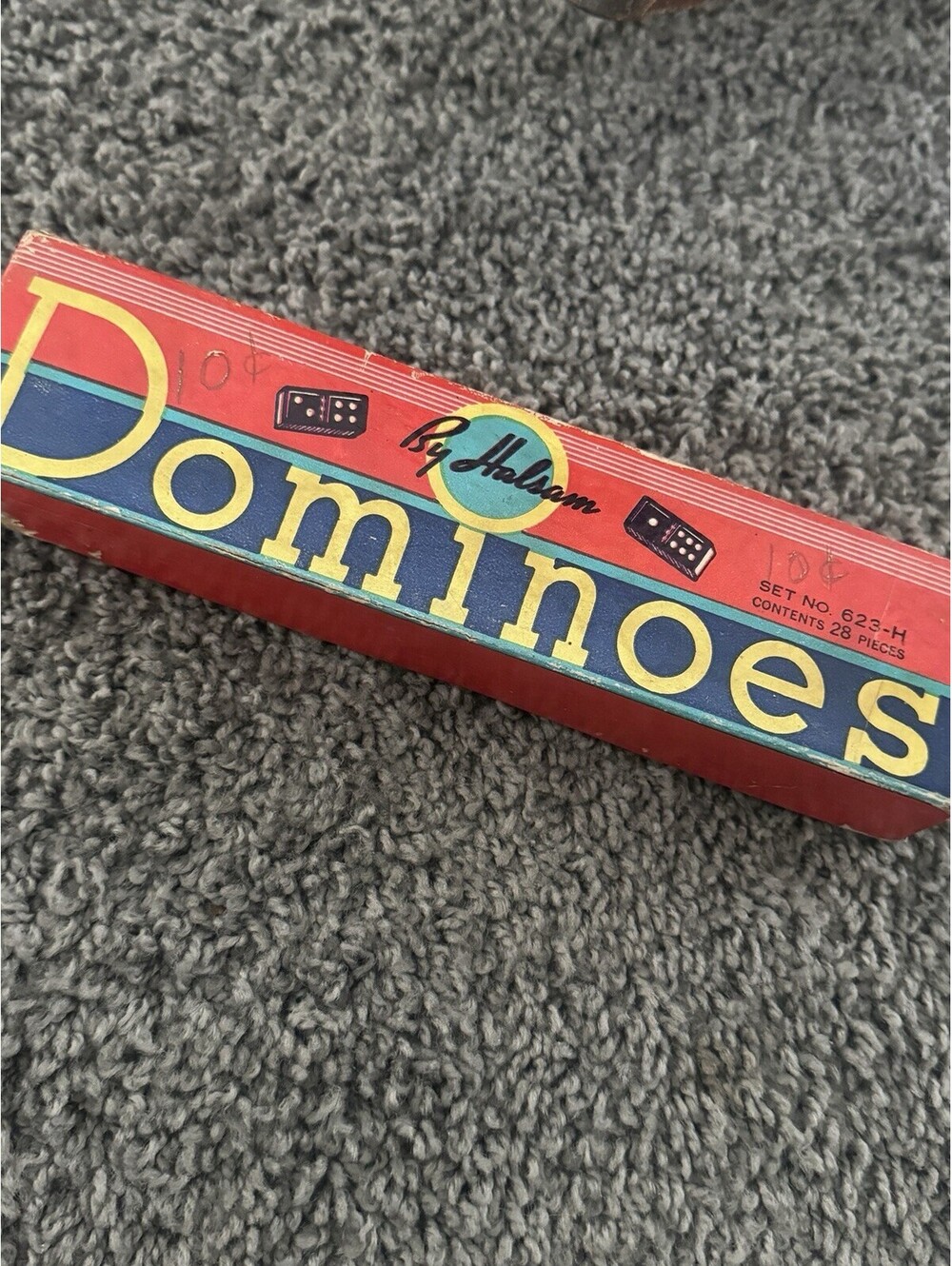 VINTAGE DOMINOES By HALSAM - 28 PIECES - ORIGINAL BOX SET NO. 623-H